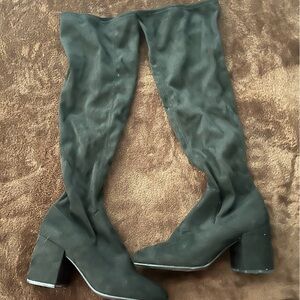 Bar III Black Velvet Over the Knee Boots